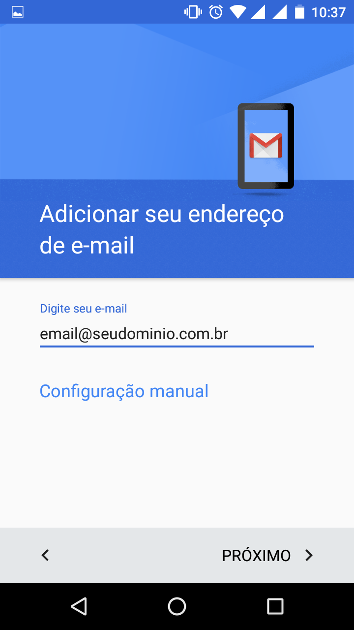 adicionar seu endereço de e-mail - Android 4