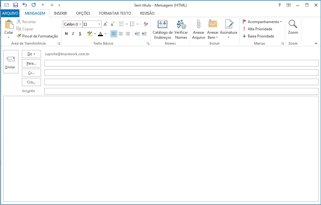 novo e-mail Outlook 2013