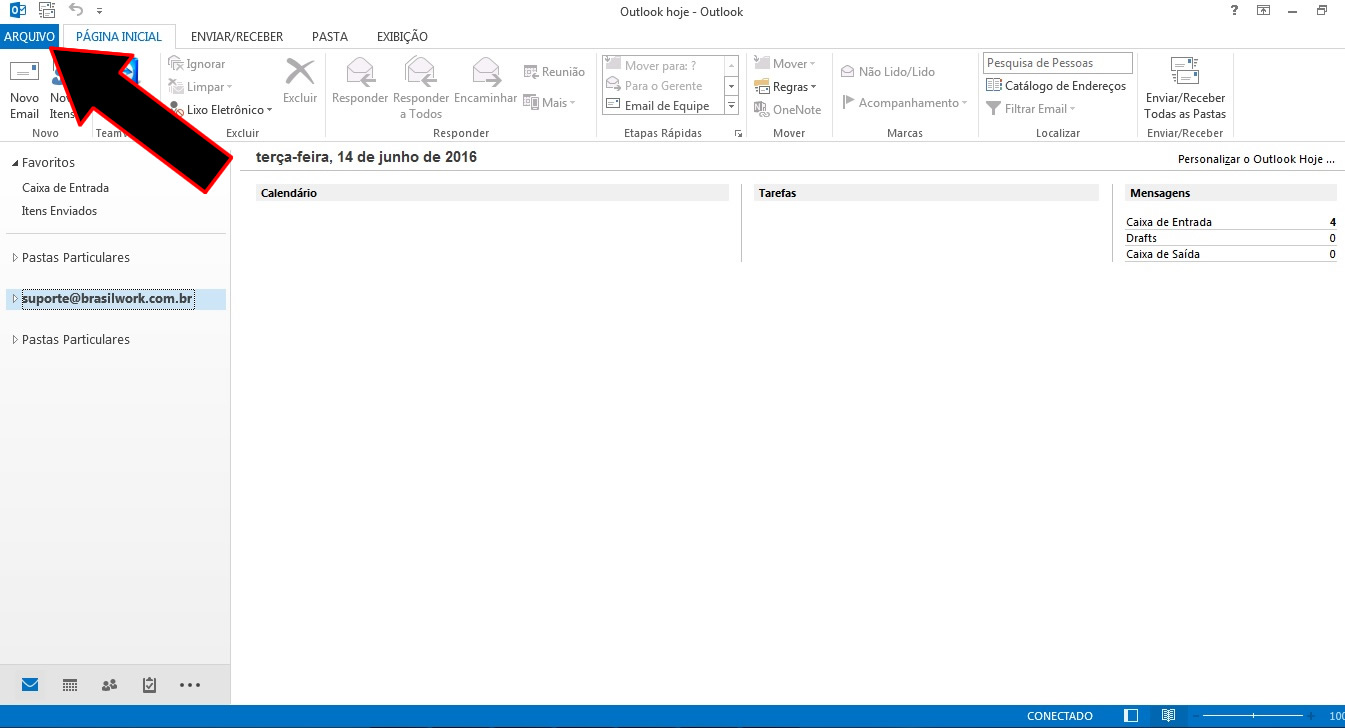 Tela do Outlook