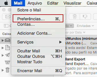 preferências Apple Mail