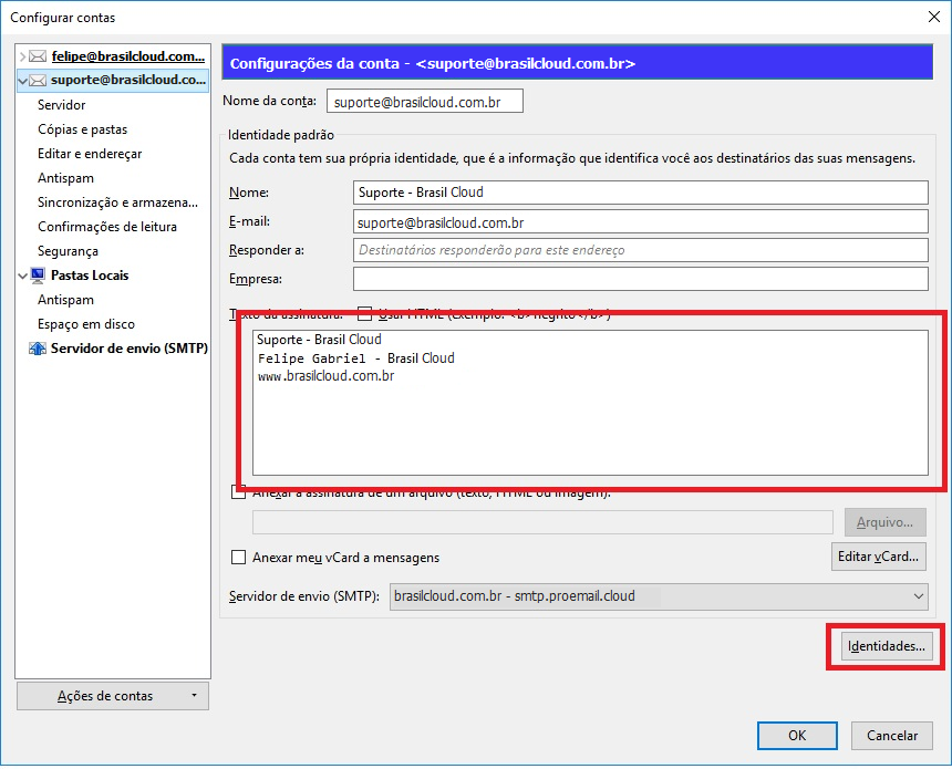 Configuração de assinaturas