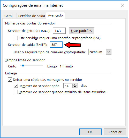 Painel Outlook configuração avançada.