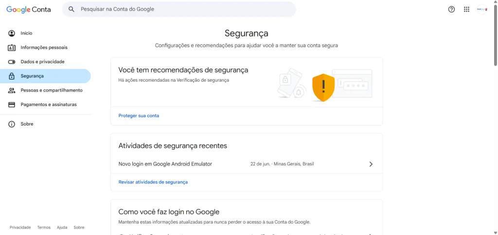 Painel de Gerencial Gmail