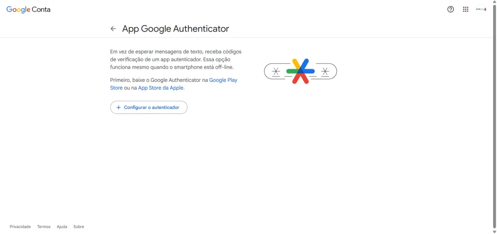Gerar Chave Authenticator para ativar Senha de Aplicativo