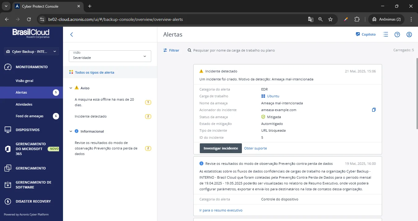 print painel backup Console - Gestão de indcidentes