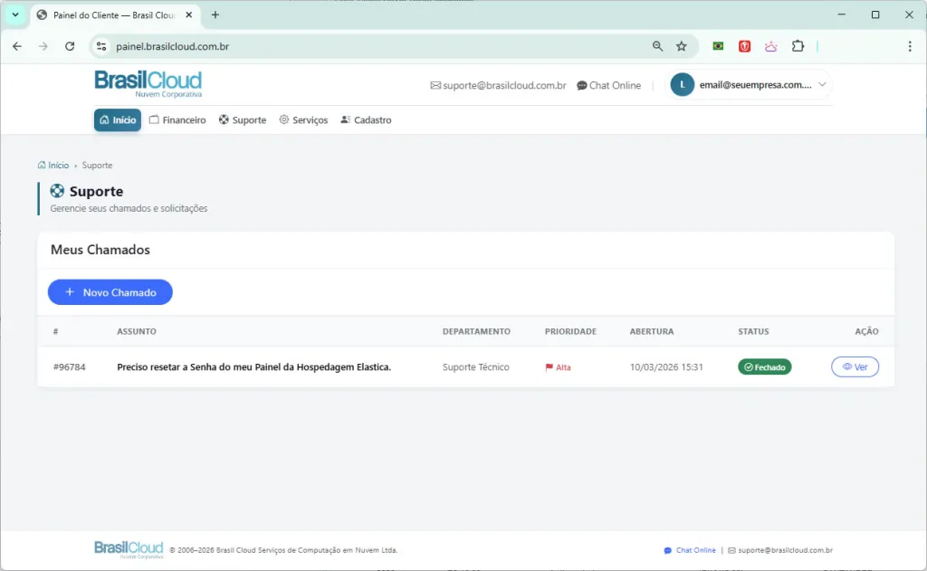interface: Novo Painel de Cliente Brasil Cloud